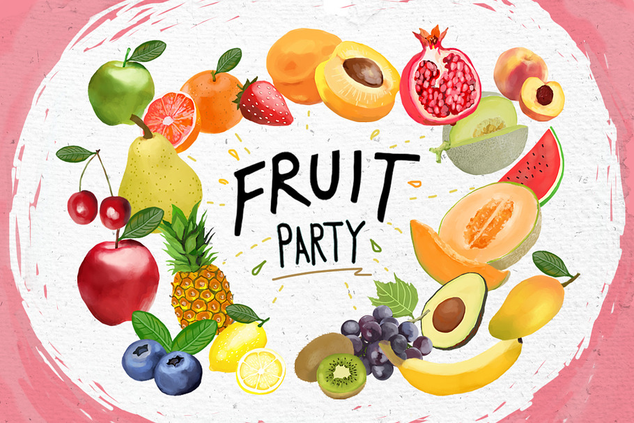 Fruit Party - Digital graphics in Illustrations - product preview 8