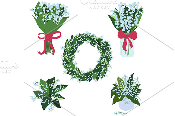 Bouquet of lilies of the valley in Illustrations - product preview 5