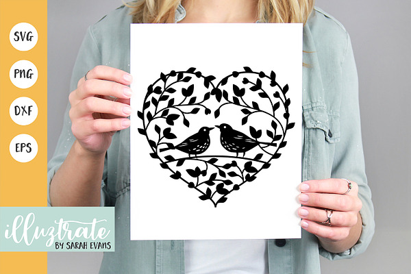 Love Birds Heart SVG Cut File