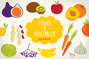 Alphabet with fruits and vegetables