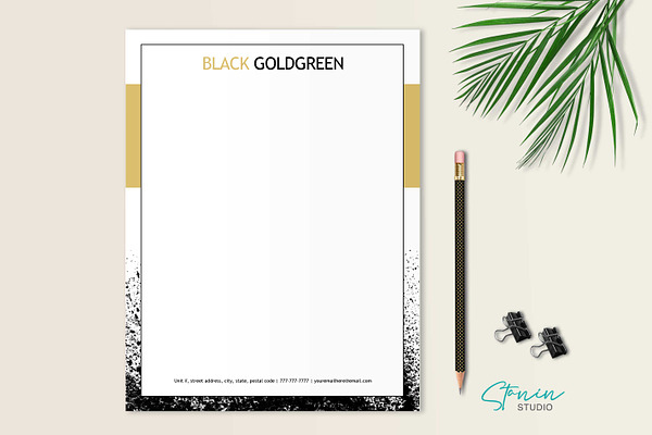 Black and Gold Letterhead Template