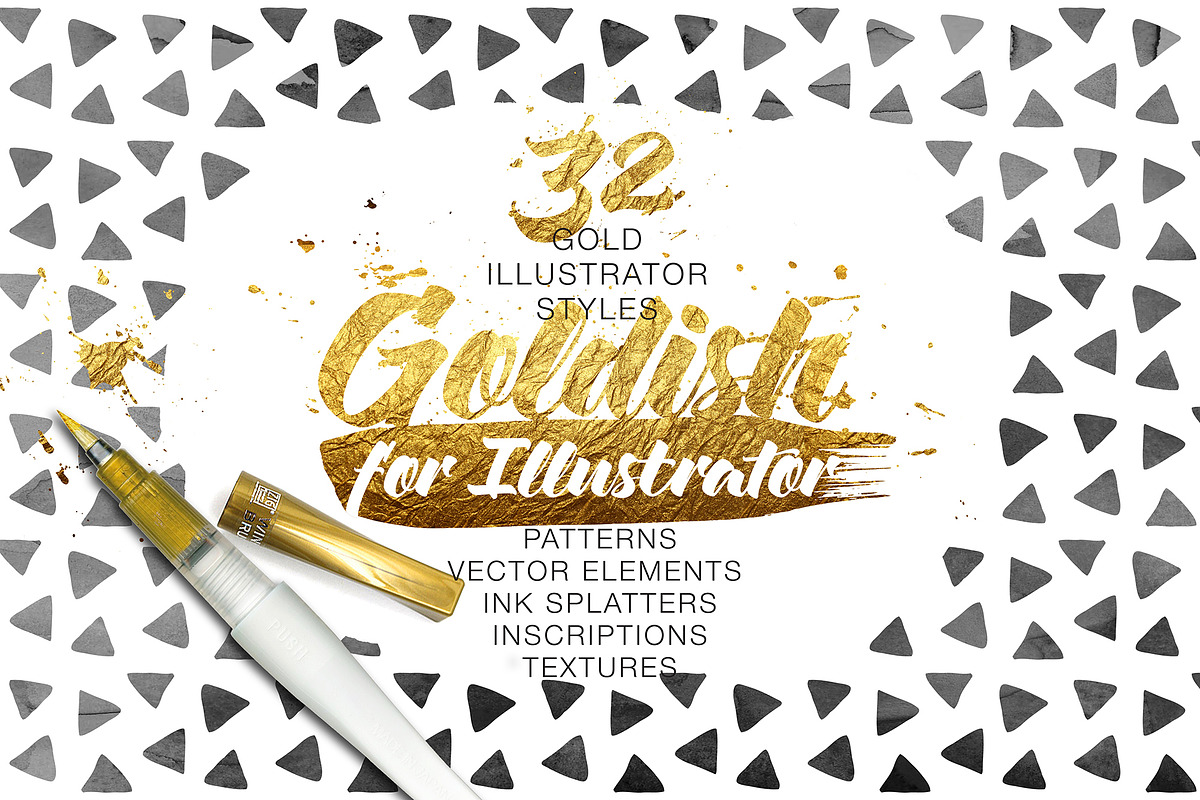 Goldish Kit. For Illustrator+Extras in Photoshop Layer Styles - product preview 8