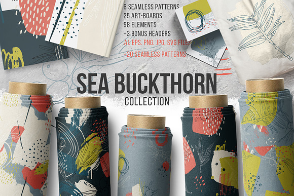 Sea ​​buckthorn vector collection in Patterns - product preview 19
