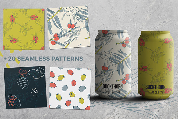 Sea ​​buckthorn vector collection in Patterns - product preview 20