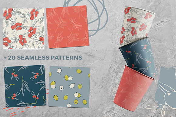 Sea ​​buckthorn vector collection in Patterns - product preview 21