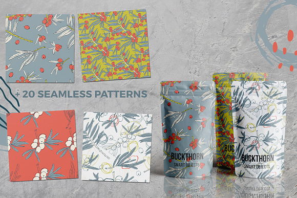 Sea ​​buckthorn vector collection in Patterns - product preview 22