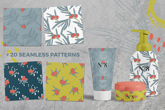 Sea ​​buckthorn vector collection in Patterns - product preview 23