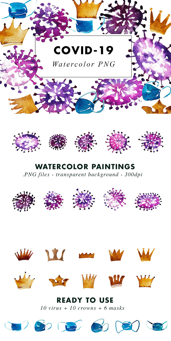 Watercolor Coronavirus Covid-19 in Illustrations - product preview 2