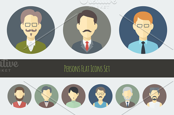 Flat Persons Icons Set 2 in Face Icons - product preview 1