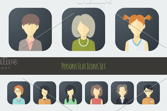 Flat Persons Icons Set 2 in Face Icons - product preview 4