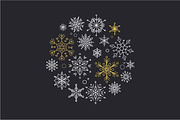 20 geometric snowflakes icons set