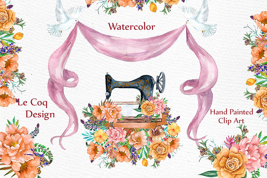 Watercolor floral clip art