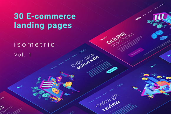 E-commerce isometric landing pages in Landing Page Templates - product preview 8