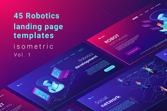Robotics isometric landing pages in Landing Page Templates - product preview 10