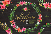 Hollyflowers. Holiday floral set