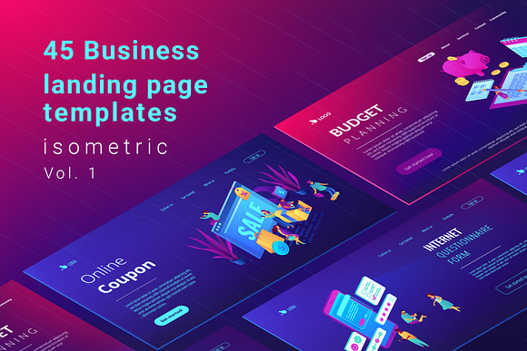 Business isometric lading pages in Landing Page Templates - product preview 1