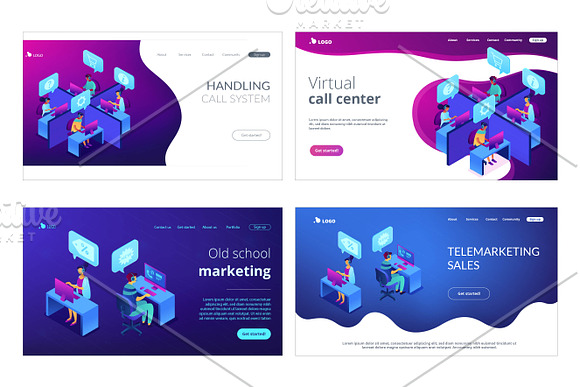 Business isometric lading pages in Landing Page Templates - product preview 3