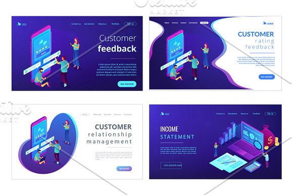 Business isometric lading pages in Landing Page Templates - product preview 5