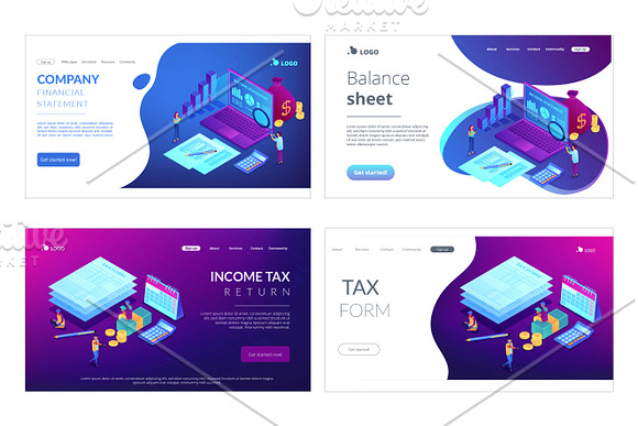 Business isometric lading pages in Landing Page Templates - product preview 6