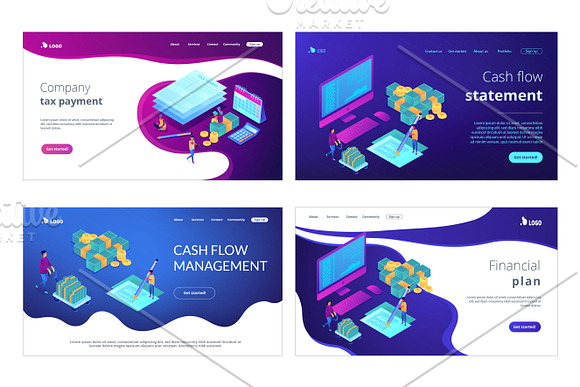 Business isometric lading pages in Landing Page Templates - product preview 7