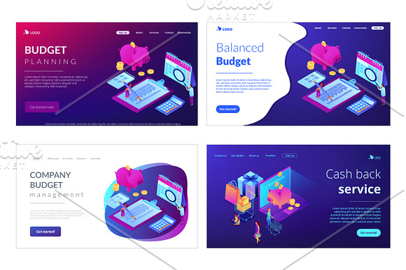 Business isometric lading pages in Landing Page Templates - product preview 8