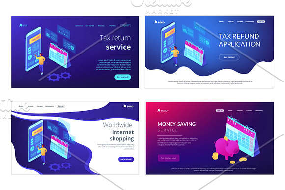 Business isometric lading pages in Landing Page Templates - product preview 11