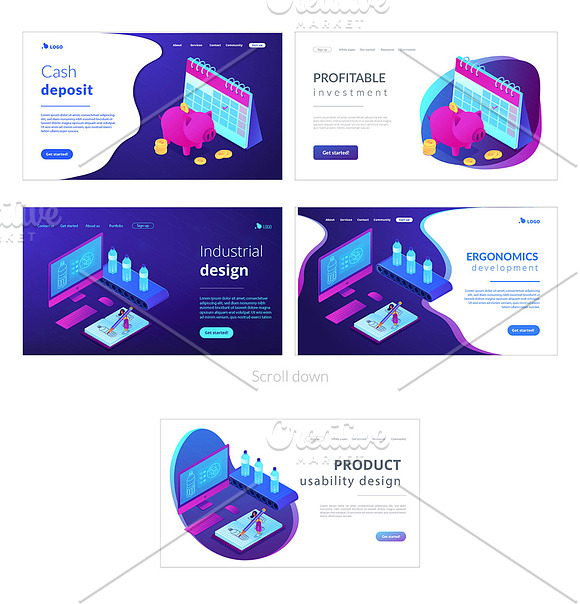 Business isometric lading pages in Landing Page Templates - product preview 12