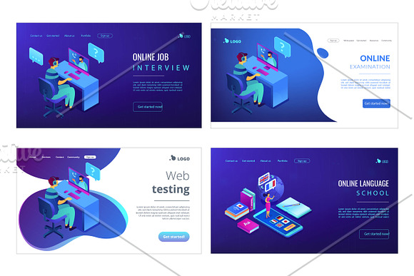 Education isometric landing pages in Landing Page Templates - product preview 2