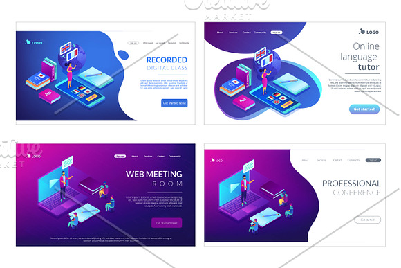 Education isometric landing pages in Landing Page Templates - product preview 3