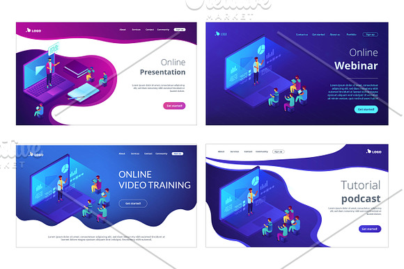 Education isometric landing pages in Landing Page Templates - product preview 4