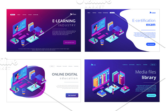 Education isometric landing pages in Landing Page Templates - product preview 5