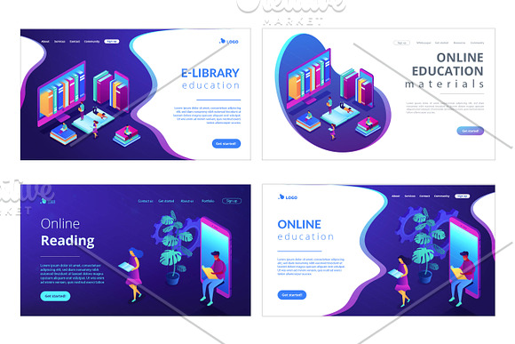 Education isometric landing pages in Landing Page Templates - product preview 6