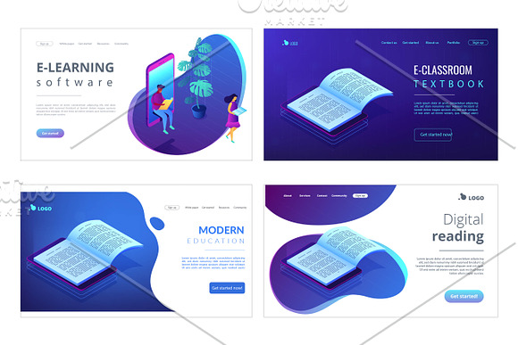 Education isometric landing pages in Landing Page Templates - product preview 7