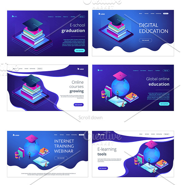 Education isometric landing pages in Landing Page Templates - product preview 8