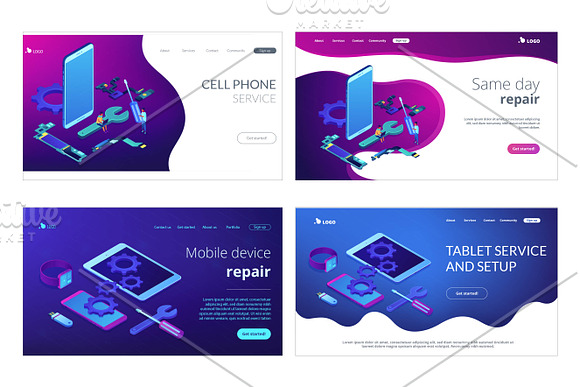 House tech isometric landing pages in Landing Page Templates - product preview 2