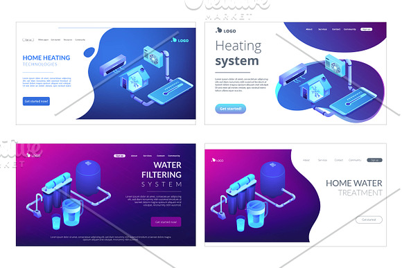 House tech isometric landing pages in Landing Page Templates - product preview 3