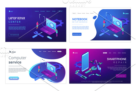 House tech isometric landing pages in Landing Page Templates - product preview 4