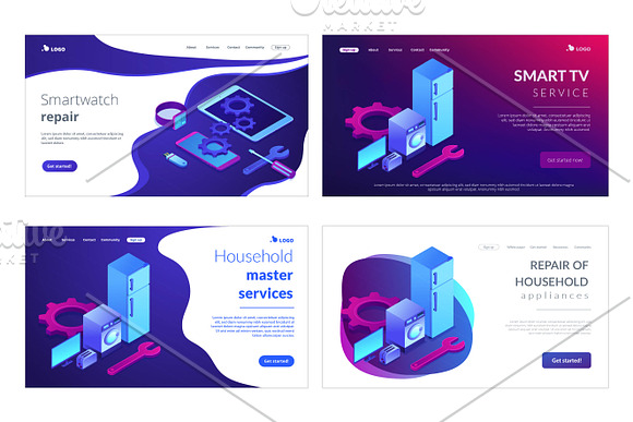 House tech isometric landing pages in Landing Page Templates - product preview 5