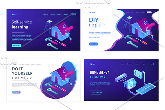 House tech isometric landing pages in Landing Page Templates - product preview 6
