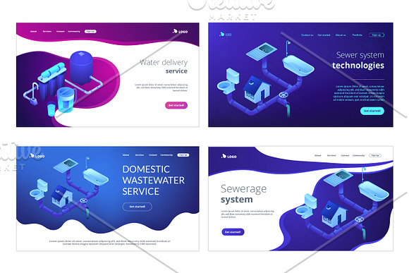 House tech isometric landing pages in Landing Page Templates - product preview 7