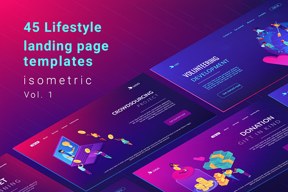 Lifestyle isometric landing pages in Landing Page Templates - product preview 1
