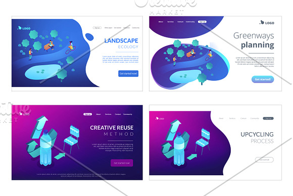 Lifestyle isometric landing pages in Landing Page Templates - product preview 8