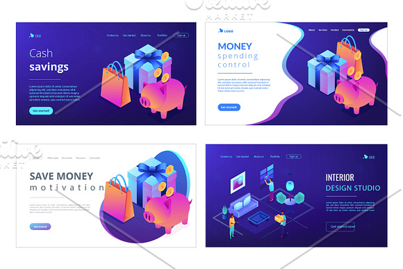 Lifestyle isometric landing pages in Landing Page Templates - product preview 9