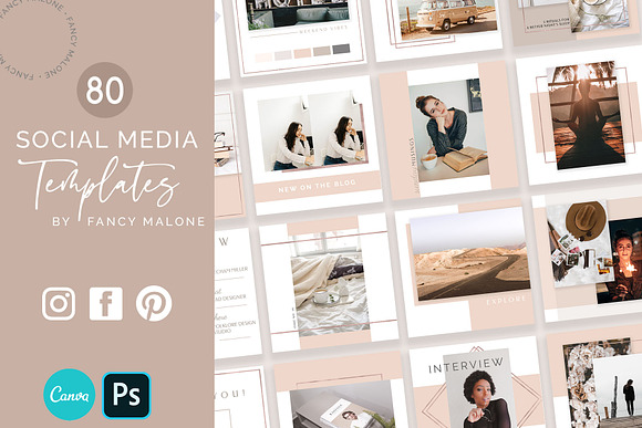 Rose Gold Social Media Bundle Canva in Instagram Templates - product preview 7
