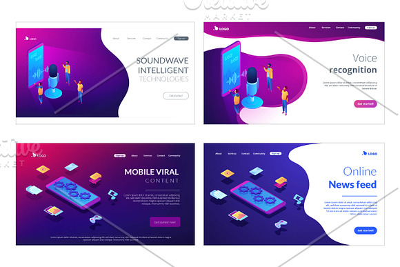 Technology isometric landing pages in Landing Page Templates - product preview 2