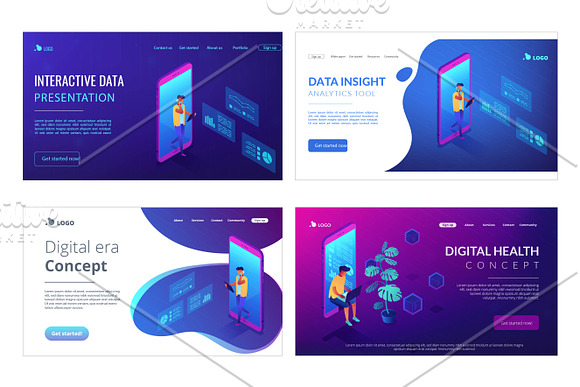 Technology isometric landing pages in Landing Page Templates - product preview 3
