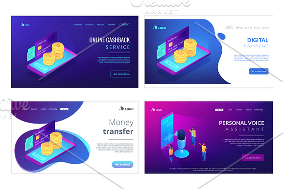 Technology isometric landing pages in Landing Page Templates - product preview 4