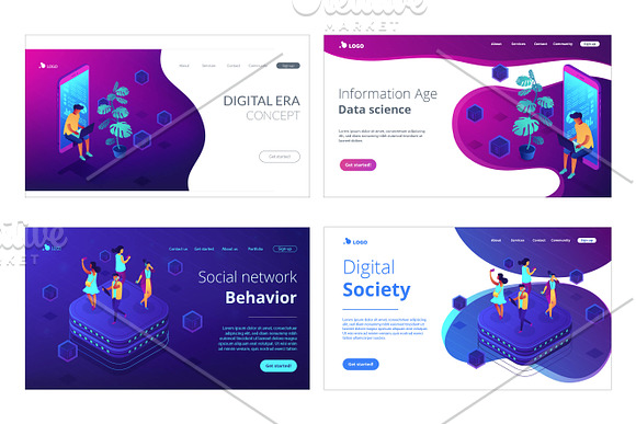 Technology isometric landing pages in Landing Page Templates - product preview 5