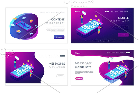 Technology isometric landing pages in Landing Page Templates - product preview 7
