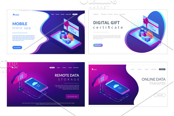 Technology isometric landing pages in Landing Page Templates - product preview 9